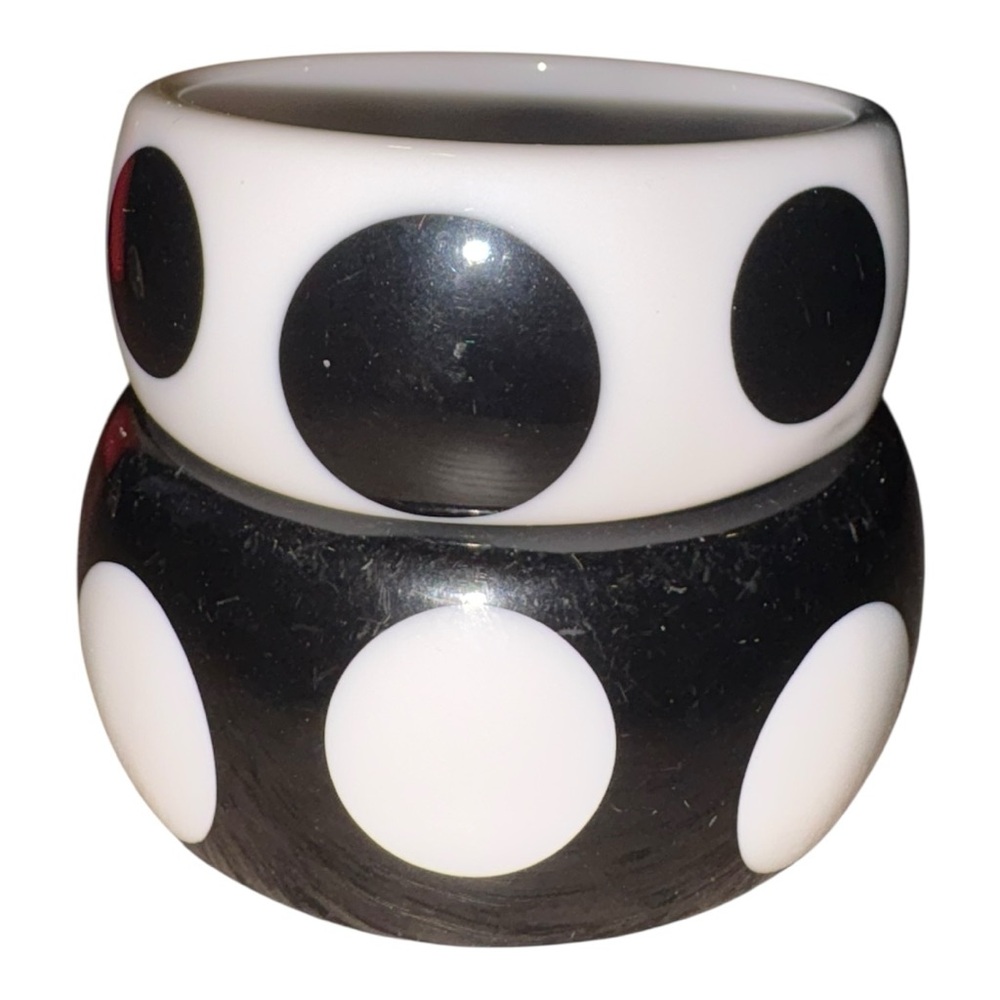 Black White Polka Dot Lucite Bangle Set Retro Mod Statement J43